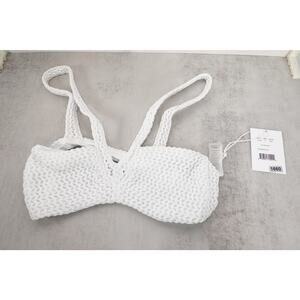 New Andie Swim Women’s Monaco Bikini Top White Crochet AT259 Sz Small 1660-15